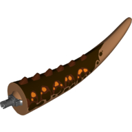 Lego Animal Body Part, Dinosaur, Carnotaurus Tail, with Spikes and Pin, Dark Brown Stripes and Orange Spots Print