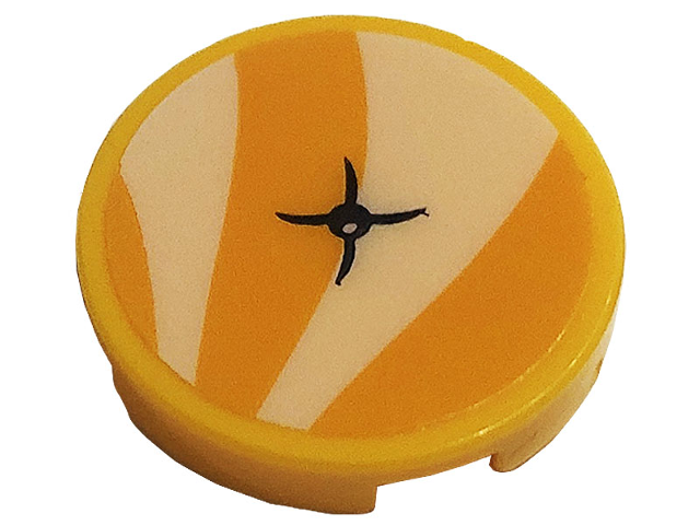 Lego Tile, Round 2 x 2 with Bottom Stud Holder with Bright Light Orange Cushion and Black Button Pattern (Sticker) - Set 41444 / Bright Light Orange