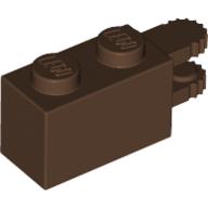 Lego Hinge Brick 1 x 2 Locking with 2 Fingers Horizontal End, 9 Teeth / Brown