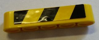Lego Technic, Liftarm Thick 1 x 5 with Black and Yellow Danger Stripes Pattern Model Left Side (Sticker) - Set 8258