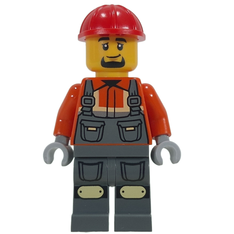 Lego Construction Worker, Dark Bluish Gray Overalls