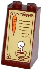 Lego Slope 75 2 x 2 x 3 - Solid Studs with Carrot, Steaming Bowl and Spoon Pattern (Sticker) - Set 41075