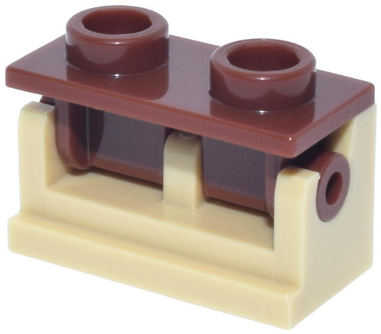 Lego Hinge Brick 1 x 2 with Reddish Brown Top Plate (3937 / 3938)
