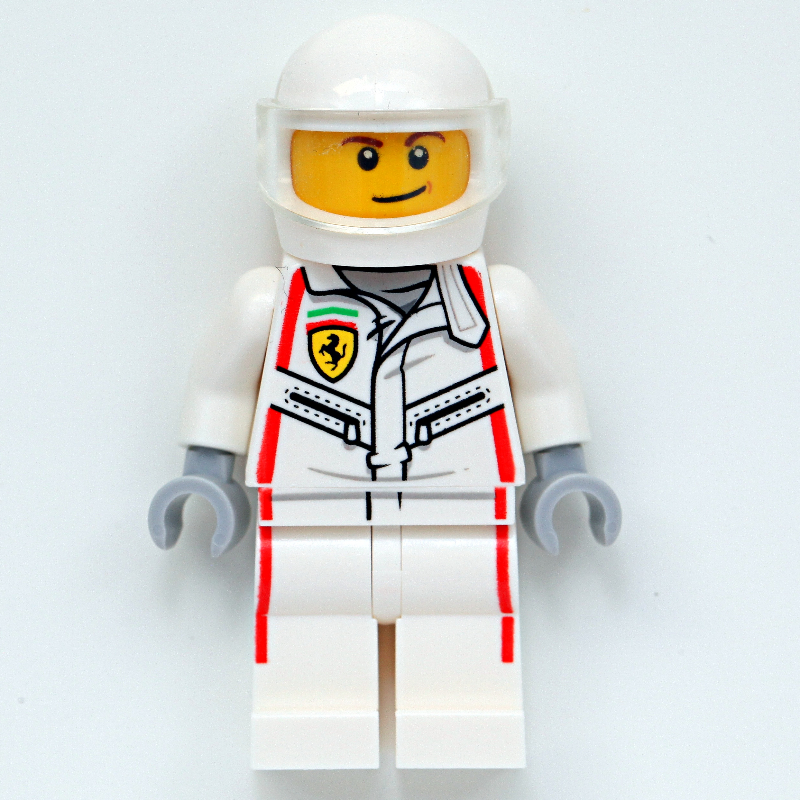 Lego Race Driver, White Ferrari Racing Suit, White Helmet