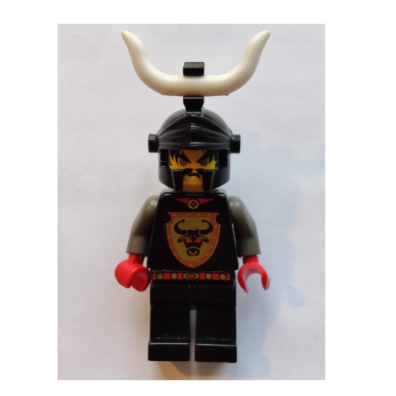 Lego Knight (Knights Kingdom I) - Cedric the Bull, Black Helmet, Horn