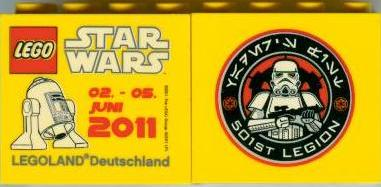 Lego Brick 2 x 4 x 3 with Legoland Deutschland Star Wars 02. - 05. Juni 2011, 501st Legion Logo on Reverse Pattern