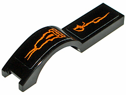 Lego Vehicle, Mudguard 1 x 4 1/2 with Orange Lines Pattern Model Left Side (Stickers) - Set 8080 / Black