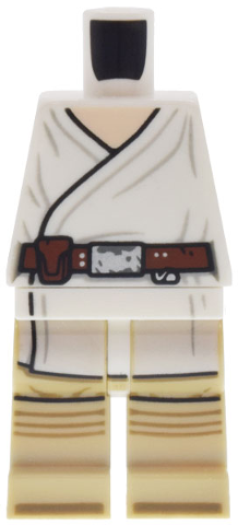 Lego Body SMART Minifigure, Torso with White Hips and Tan Legs with SW Luke Skywalker Tunic and Belt Pattern / White