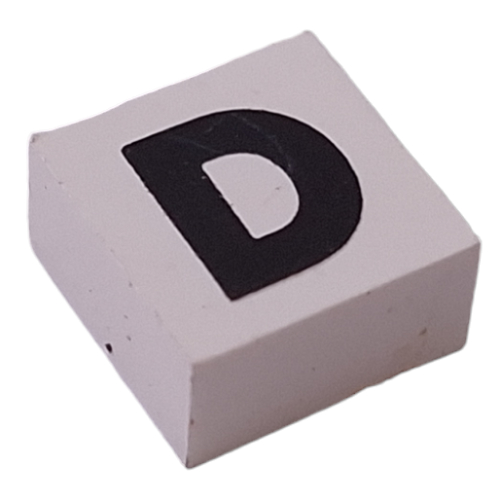 Lego Modulex Tile 2 x 2 with Black 'D' Print, Internal Supports / Modulex White