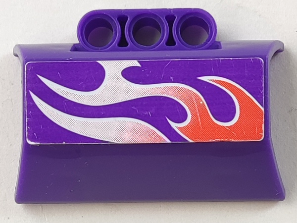 Lego Technic, Panel Engine Block Half / Side Intake with Flames Pattern Model Right Side (Sticker) - Set 8491 / Dark Purple
