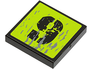 Lego Tile 2 x 2 with Dark Bluish Gray Splatters and Black Number 9 on Lime Background Pattern (Sticker) - Set 8708