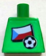 Lego Torso Soccer Czech Goalie, Czech Flag Sticker Front, White Number Sticker Back Pattern (specify number in listing) / Green