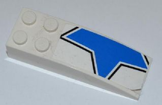 Lego Slope, Curved 6 x 2 with Half Blue Star Pattern Model Right (Sticker) - Set 7970 / White