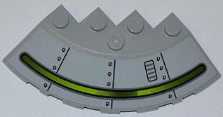 Lego Brick, Round Corner 6 x 6 with Slope 33 Edge, Facet Cutout with Alien Ship with Vent on Right Pattern (Sticker) - Set 7066