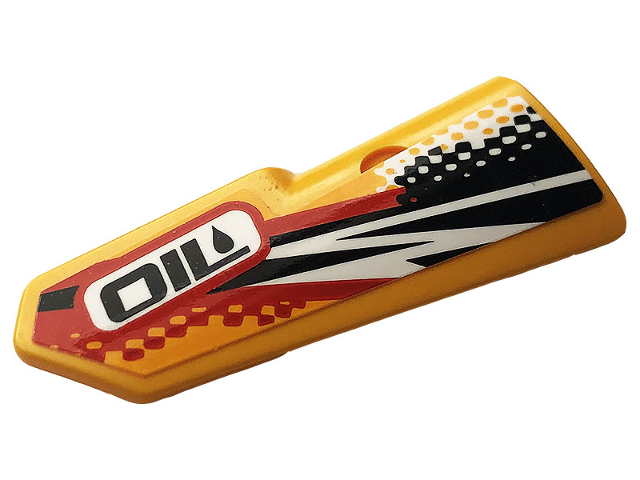 Lego Technic, Panel Fairing #22 Very Small Smooth, Side A with 'OIL' Logo Pattern (Sticker) - Set 42101 / Bright Light Orange