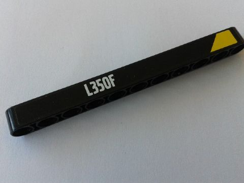 Lego Technic, Liftarm Thick 1 x 11 with 'L350F' and Yellow End Pattern Model Right Side (Sticker) - Set 42030