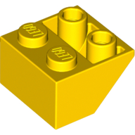 Lego Brick Sloped Inverted 45° 2 x 2 [Ovoid Bottom Pin, Bar-sized Stud Holes] / Yellow