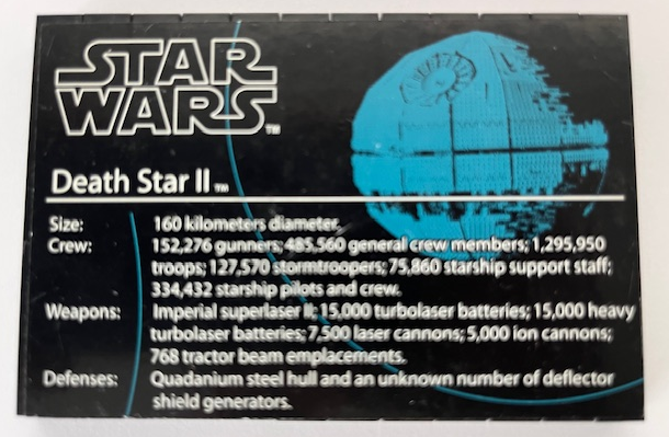 Lego Stickered Assembly 12 x 8 x 2/3 with Star Wars Logo and 'Death Star II' Pattern (Sticker) - Set 10143