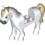 Lego Animal, Horse with 2 x 2 Cutout Tan Mane and Tail, Dark Bluish Grey Nose