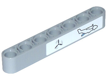 Lego Technic, Liftarm Thick 1 x 7 with Airplane Propeller and Loading Ramp Pattern (Sticker) - Set 42025 / Light Bluish Gray