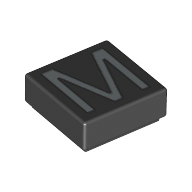 Lego Tile 1 x 1 with letter Capital M Print / Black