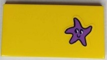 Lego Tile 2 x 4 with Medium Lavender Starfish with Face Pattern (Sticker) - Set 41430