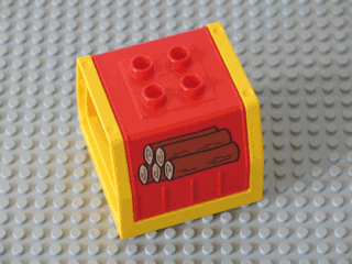 Lego Duplo, Train Freight Container with Timber Pattern with Yellow Container Frame