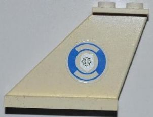 Lego Tail 4 x 1 x 3 with Blue and White Life Preserver and Silver Police Badge Pattern on Left Side (Sticker) - Sets 7287 / 7899