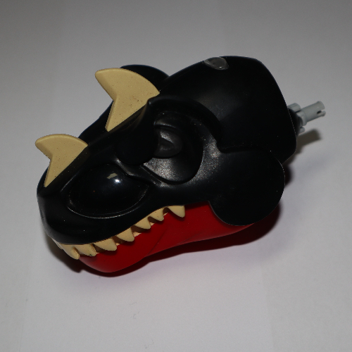 Lego Animal Body Part, Dinosaur, Tyrannosaurus Rex Head with Black Top and Tan Teeth and Light Up Eyes / Dark Green