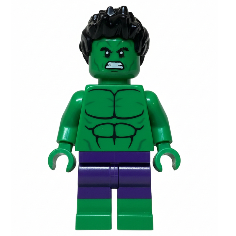 Lego Hulk, Dark Purple Pants, Dual Molded Legs, Smile