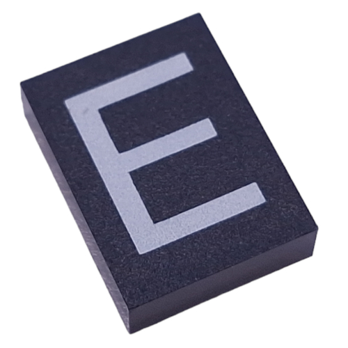 Lego Modulex Tile 3 x 4 with White 'E' Print, without Internal Supports / Modulex Tile Blue