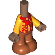 Lego Microdoll Body Pants Dark Orange with Bright Orange Shirt, Red Tie/Scarf, Medium Nougat Legs, Reddish Brown Hands / Medium Brown