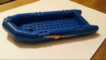 Lego Boat, Rubber Raft, Large with White '17' in Orange Circle Pattern on Both Sides (Stickers) - Set 60005 / Blue