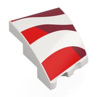 Lego Brick Wedged, Curved 3 x 2 with Stud Notch Left with Red/Dark Red Waving Flag Stripes Print
