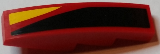 Lego Slope, Curved 4 x 1 with Black, Red and Yellow Stripes Pattern Model Left Side (Sticker) - Set 75908