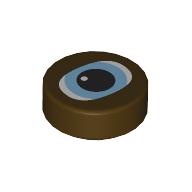 Lego Tile Round 1 x 1 with White Eyes, Bright Light Blue Iris, Black Pupil Print
