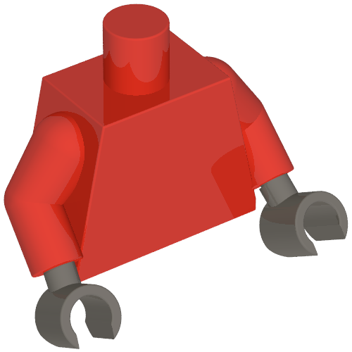 Lego Torso, Red Arms, Dark Bluish Gray Hands [Plain] / Red
