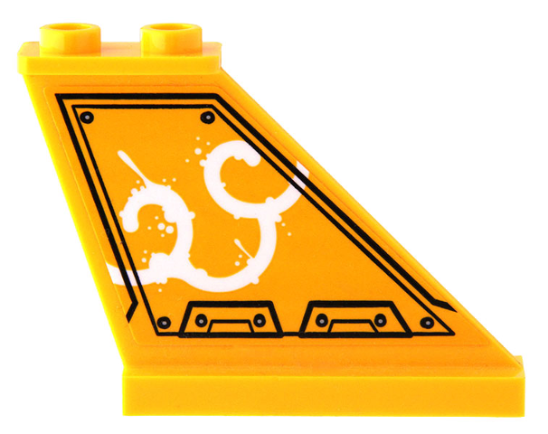 Lego Tail 4 x 1 x 3 with White Smoke Clouds, Black Panel Outline and Silver Rivets Pattern Model Right Side (Sticker) - Set 80022