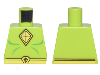 Lego Torso Muscles Outline with Yellow Kite Diamond Shape Logo and Belt Pattern / Lime