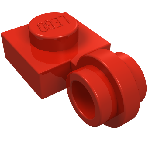 Lego Plate Special 1 x 1 with Clip Light, Bar Hole [Thin Ring] / Red