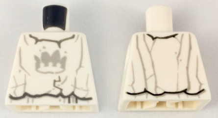 Lego Torso Stone Statue with Gray Crown on Chest Pattern / White