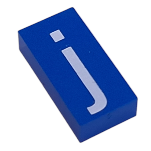 Lego Modulex Tile 2 x 4 with White 'j' Print, without Internal Supports / Modulex Tile Brown