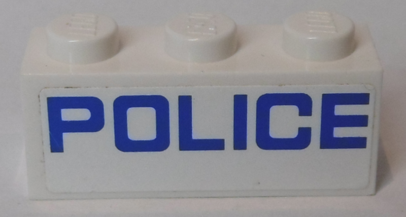 Lego Brick 1 x 3 with Blue 'POLICE' Pattern (Sticker) - Set 60048