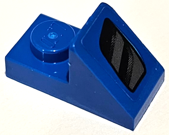 Lego Slope 45 2 x 1 with 2/3 Cutout with Black and Silver Air Intake Vent Pattern Model Right Side (Sticker) - Set 75891 / Blue