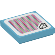 Lego Tile 2 x 2 with Diamond (Jewel) and Barcode Print (Sticker)
