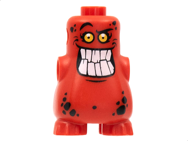 Lego Body, Nexo Knights Scurrier with Bright Light Orange Eyes and Open Mouth Smile with 10 Flat White Teeth Pattern / Red