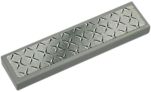 Lego Tile 1 x 4 with Silver Tread Plate Wide, Fade Pattern (Sticker) - Set 8199 / Light Bluish Gray