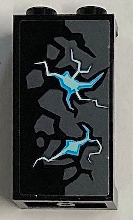 Lego Panel 1 x 2 x 3 with Side Supports - Hollow Studs with Stone and Energy Pattern Model Right Side (Sticker) - Set 70356 / Black