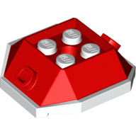 Lego Brick Wedged, Sloped 4 x 4 with Pin Holes and White Underside Pattern (Para-Koopa Shell) / Red