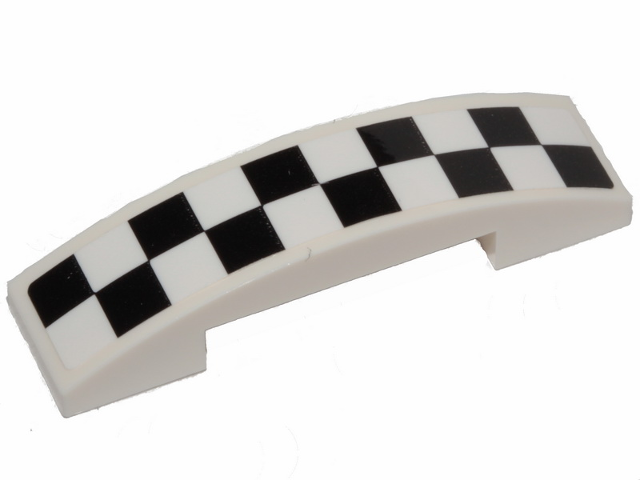 Lego Slope, Curved 4 x 1 x 2/3 Double with Black and White Checkered Pattern (Sticker) - Set 31094